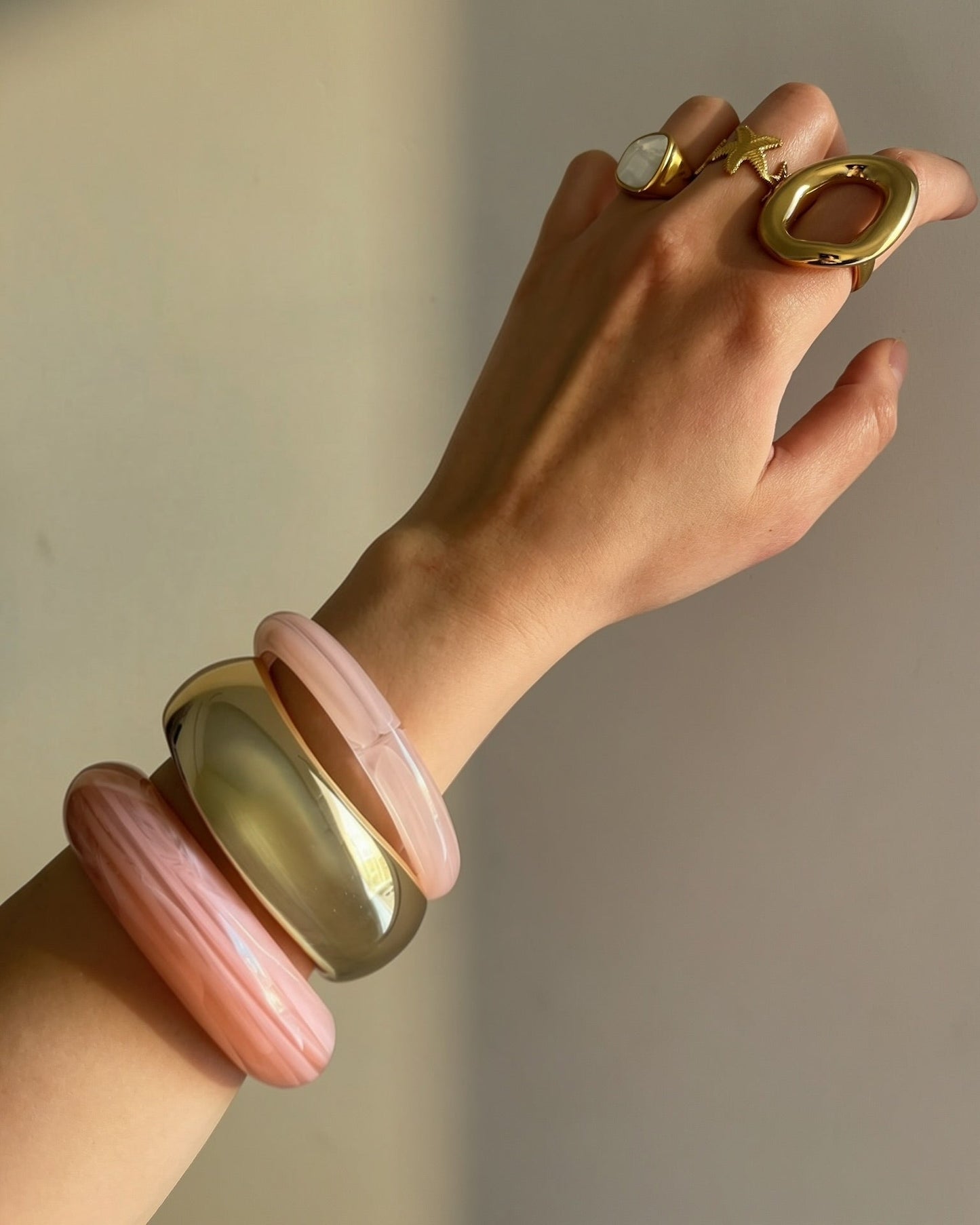 Double Pink Acrylic Bangle Set