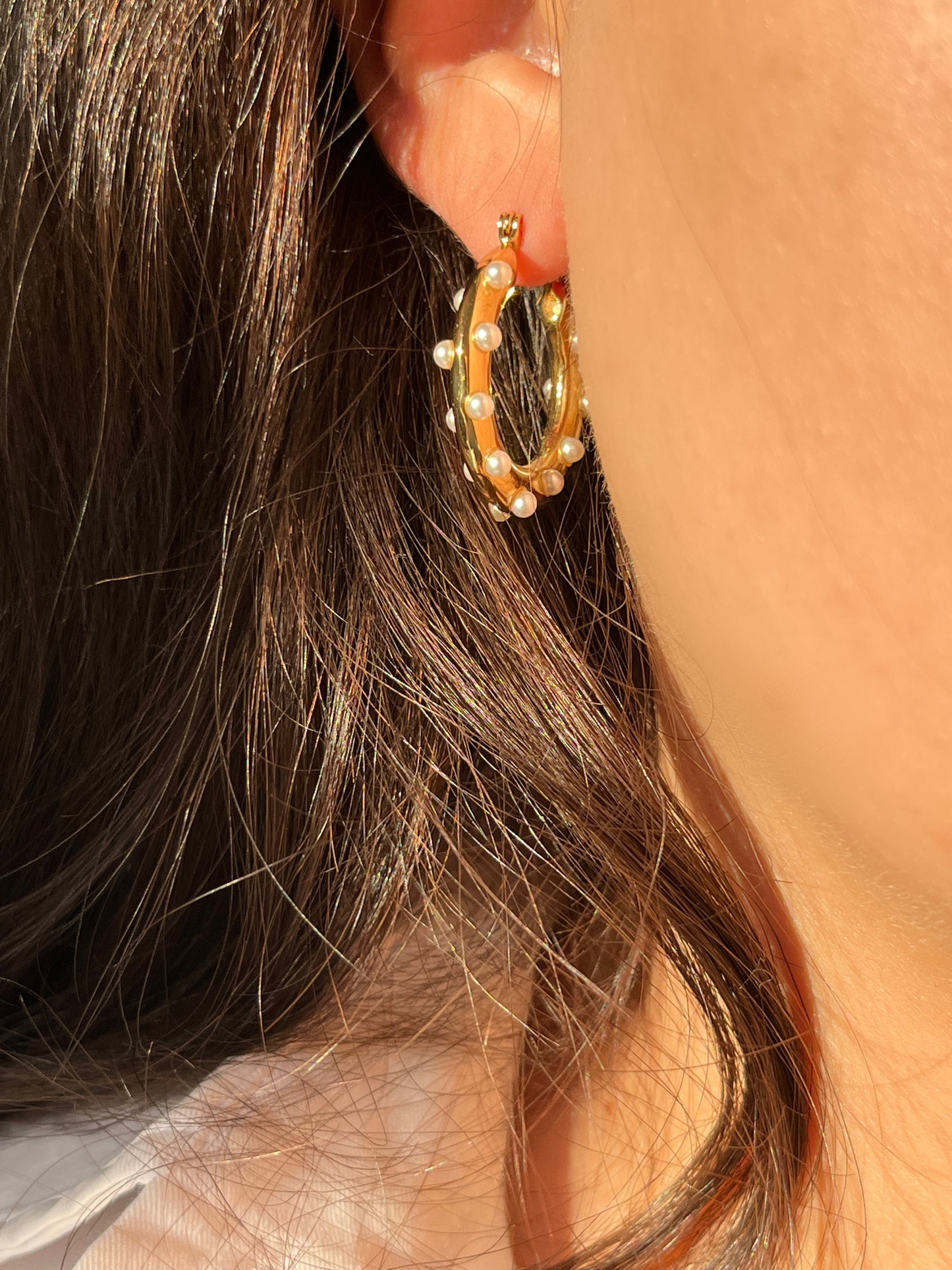 Pearly Hoop Earrings